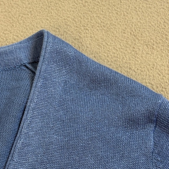 J. Jill Blue Linen Blend Roll Tab Sleeve Button Front Cardigan Sweater 1X - Picture 5 of 10